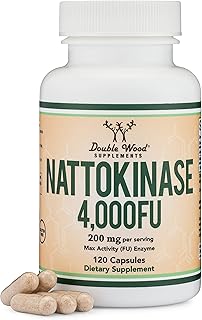 Nattokinase Supplement 4,000 FU Servings, 120 Capsules (Derived from Japanese Natto) Systemic Enzymes for Cardiovascular and Circulatory Support by Double Wood