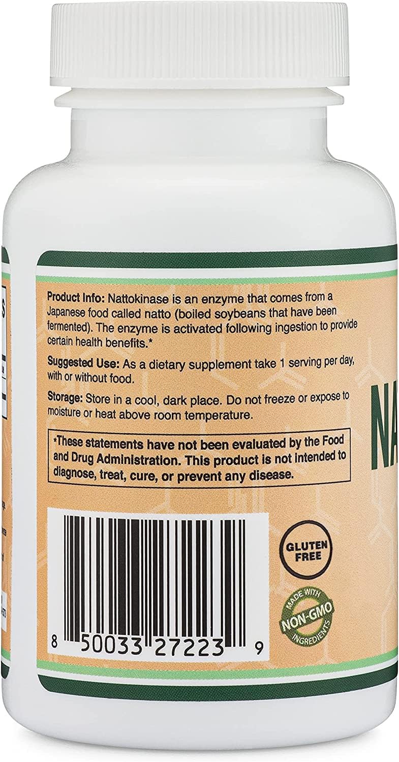 Nattokinase Supplement 4,000 FU Servings, 120 Capsules (Derived from Japanese Natto) Systemic Enzymes for Cardiovascular and Circulatory Support by Double Wood-5