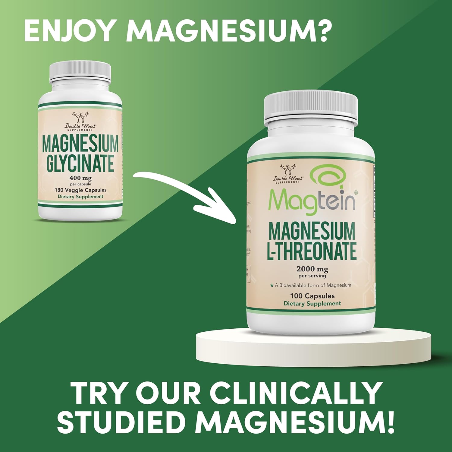 Magnesium Glycinate 400mg, 180 Capsules (Vegan Safe, Third Party Tested, Gluten Free, Non-GMO) High Absorption Magnesium by Double Wood Supplements-3