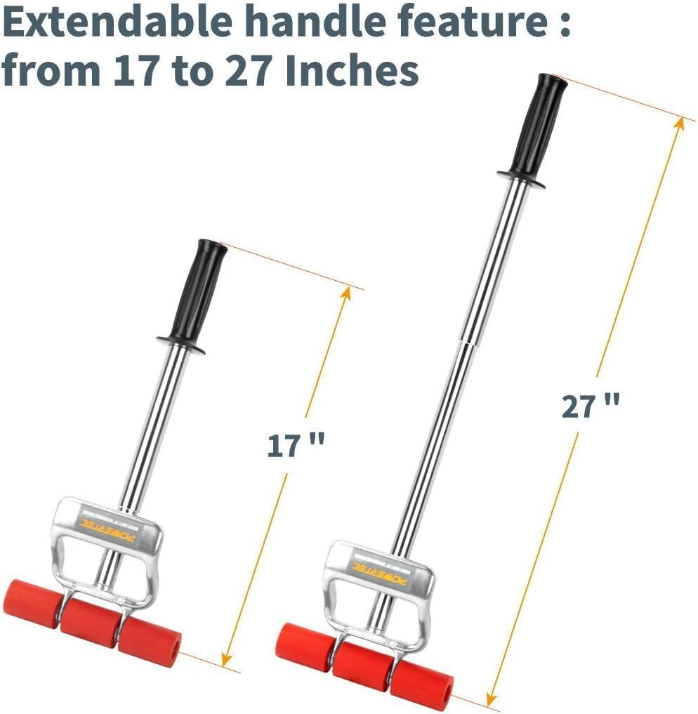 POWERTEC Extendable Floor and Wall Roller for Vinyl Flooring, Tile & Linoleum Roller with Extendable 17" to 27" Handle, 7.5" Wide for LVP, Veneer, Carpet, Wall Coverings, 1PK (71033V)-1