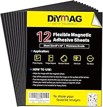 DIYMAG Magnetic Adhesive Sheets, |8" x 10"|, 12 Pack Flexible Magnetic Sheets with Adhesive Backing for Crafts, Photos and Pattern Storage, Easy to Peel and Stick