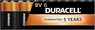 Duracell Coppertop 9V Battery, 6 Count Pack, 9 Volt Battery with Long-lasting Power, All-Purpose Alkaline 9V Battery for Household and Office Devices