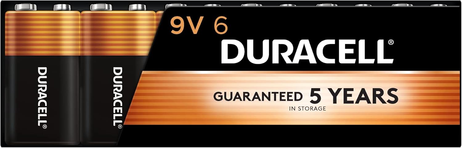 Duracell Coppertop 9V Battery, 6 Count Pack, 9 Volt Battery with Long-lasting Power, All-Purpose Alkaline 9V Battery for Household and Office Devices-0