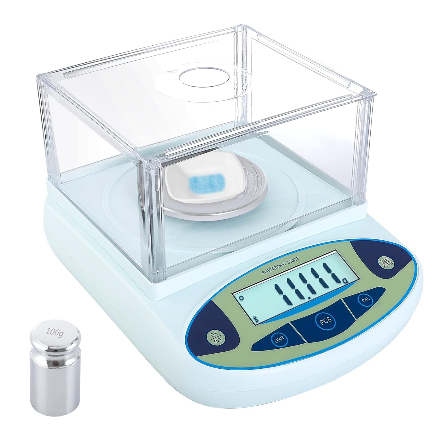 FOUR E'S SCIENTIFIC Lab Scale 100g x 0.001g Accuracy - High Precision Laboratory Analytical Balance with Windshield Digital Scientific Scale Jewelry/Kitchen Scale-0