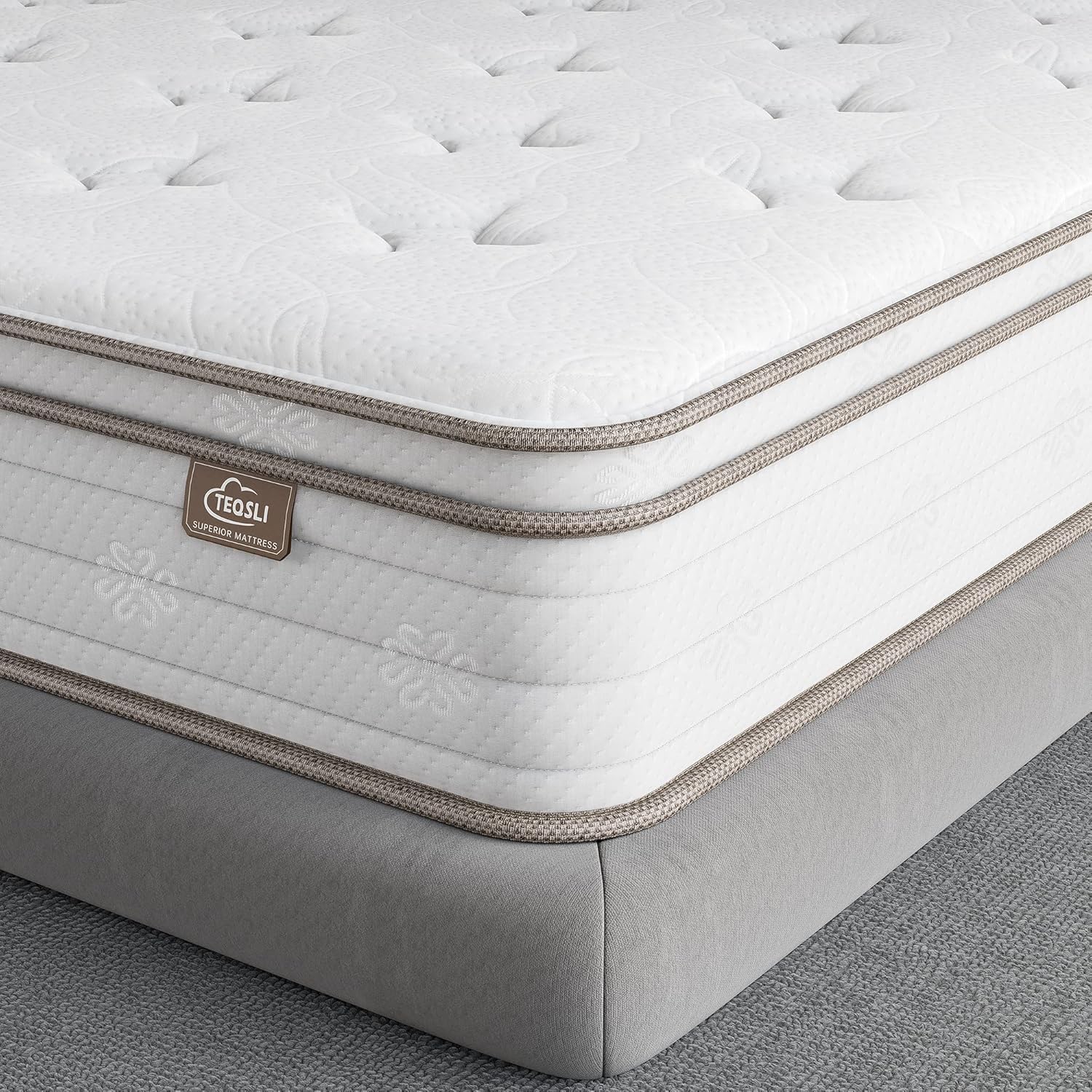 TeQsli Queen Mattress 12 Inch, Cool Eggshell Memory Foam and 7 Zone Pocket Innerspring Hybrid Mattress in a Box, Supportive Queen Bed Mattress, Breathable Cover 100 Nights Trial (TSB30Q-US)-0