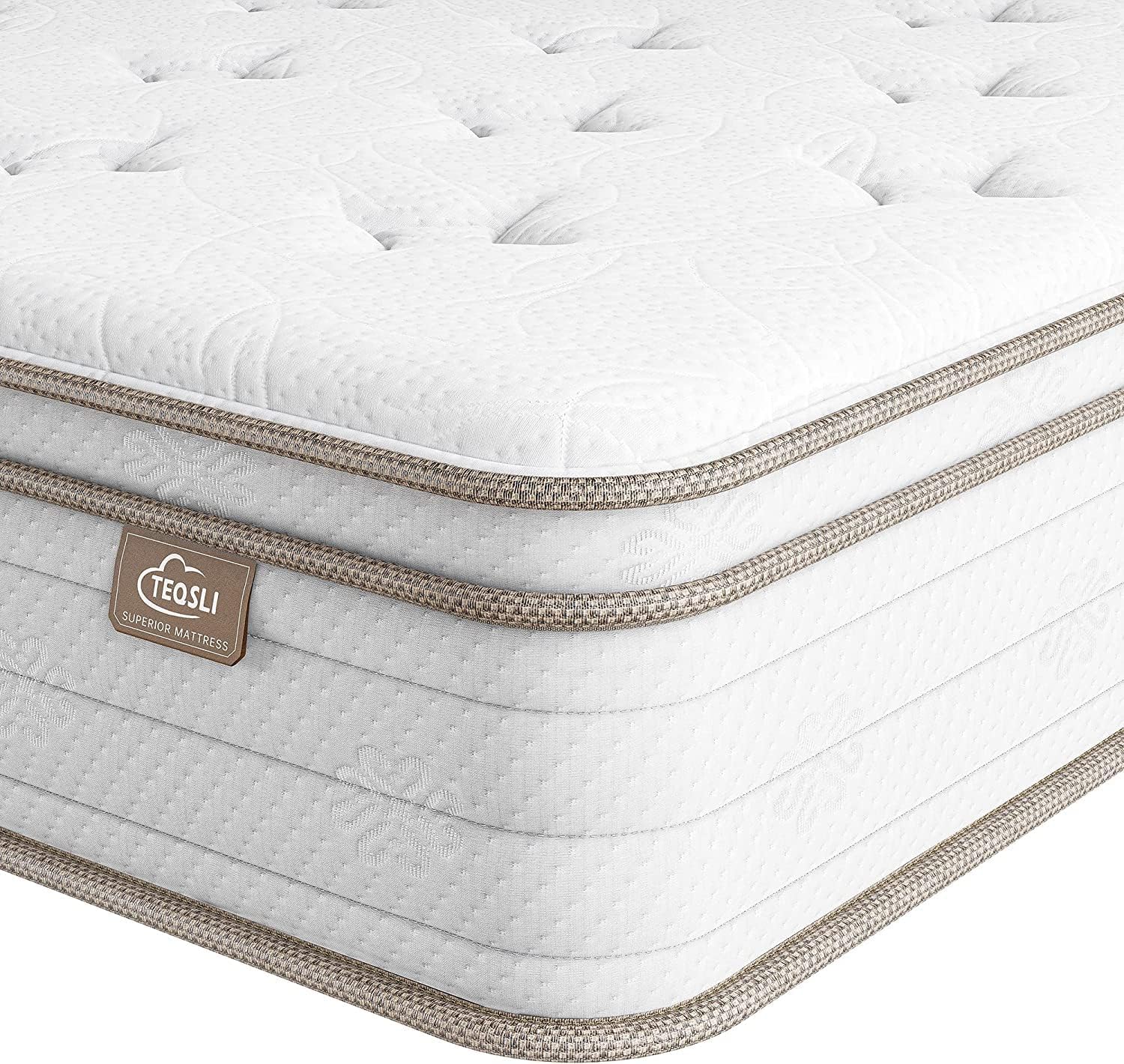 TeQsli Twin Mattress 10 Inch, Sleep Cooler Eggshell Memory Foam and 7 Zone Pocket Innerspring Hybrid Mattress Medium Firm, Twin Bed Mattress in a Box, 100-Night Trial, 10-Year Support-0