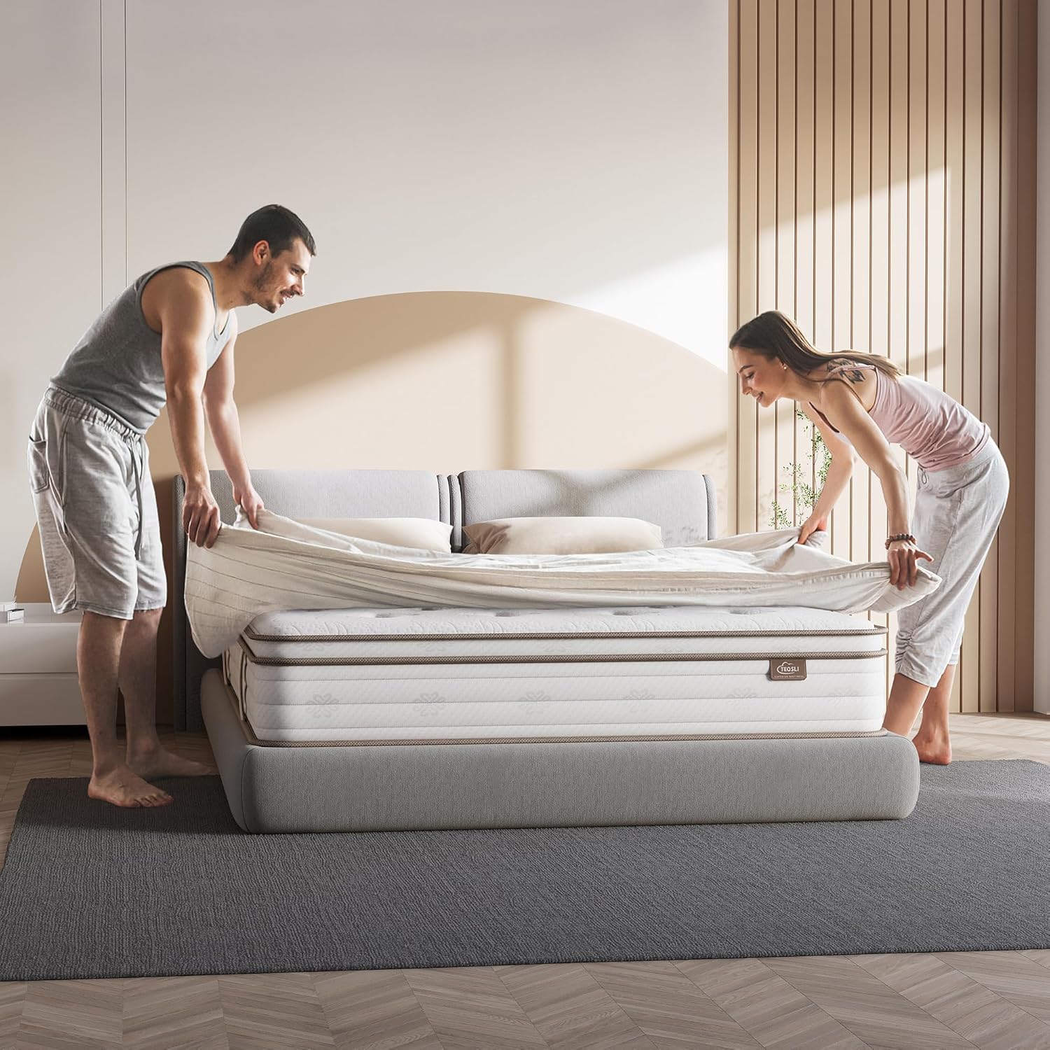 TeQsli Twin Mattress 10 Inch, Sleep Cooler Eggshell Memory Foam and 7 Zone Pocket Innerspring Hybrid Mattress Medium Firm, Twin Bed Mattress in a Box, 100-Night Trial, 10-Year Support-5