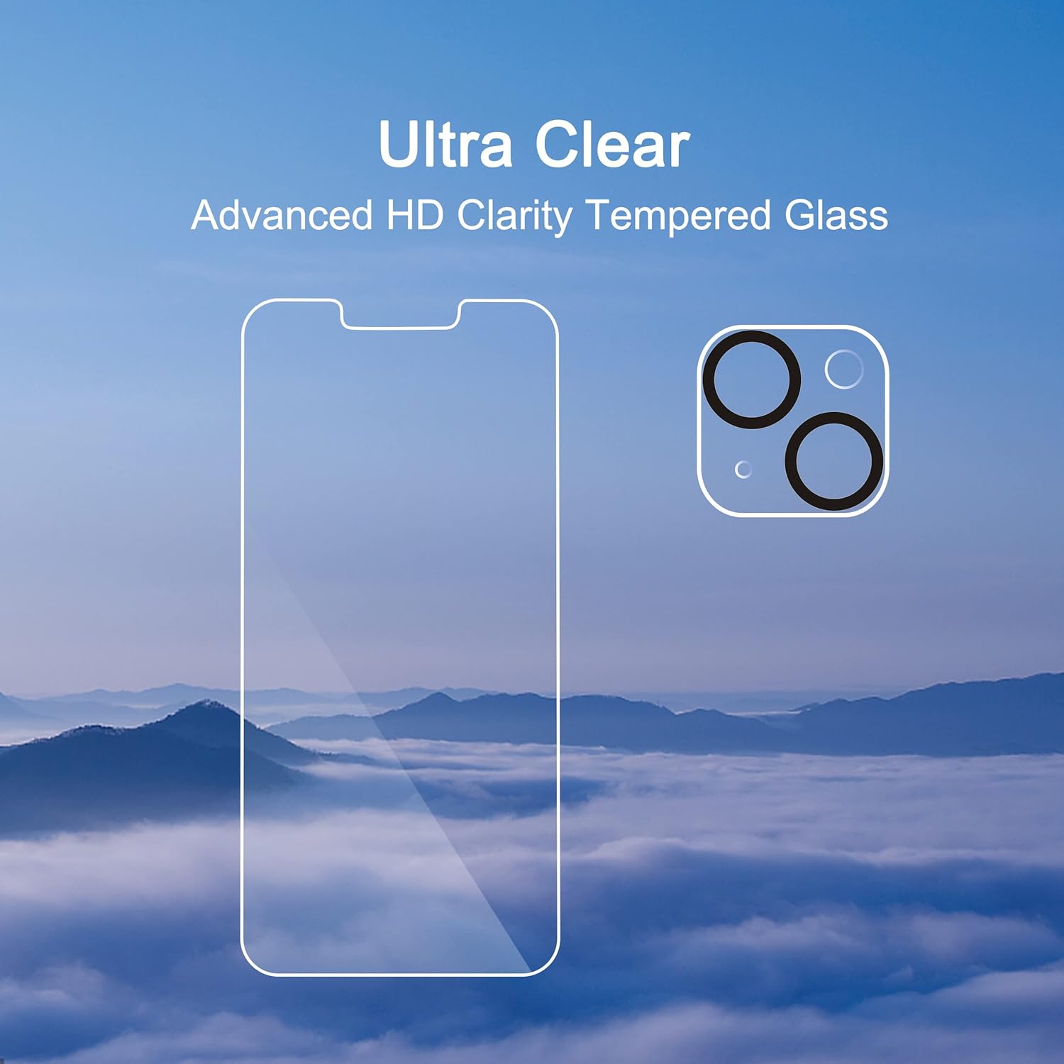 Ailun 3 Pack Screen Protector for iPhone 14 [6.1 inch] + 3 Pack Camera Lens Protector,Case Friendly Tempered Glass Film,[9H Hardness] - HD-3