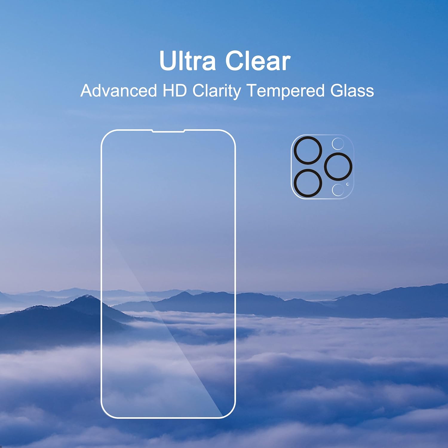 Ailun 3 Pack Screen Protector for iPhone 14 Pro Max [6.7 inch] + 3 Pack Camera Lens Protector,Sensor Protection,Dynamic Island Compatible,Case Friendly Tempered Glass Film,[9H Hardness] - HD-3