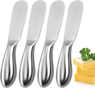 Butter Knife Butter Spreader Knives 4 PCS Stainless Steel Cheese Butter Spreader Knife Set Charcuterie Utensils Cheese Knives Butter Knife Spreader for Cheese Cold Butter Jam Pastry making