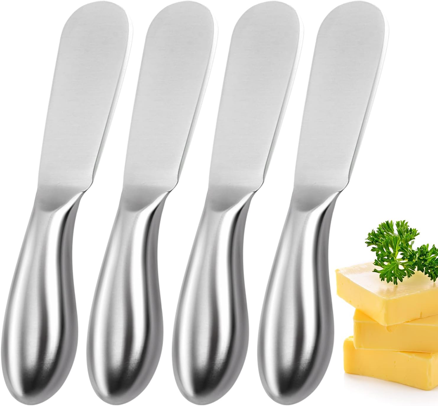 Butter Knife Butter Spreader Knives 4 PCS Stainless Steel Cheese Butter Spreader Knife Set Charcuterie Utensils Cheese Knives Butter Knife Spreader for Cheese Cold Butter Jam Pastry making-0