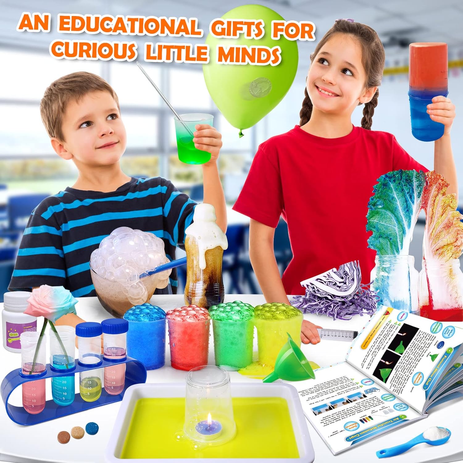 UNGLINGA 100+ Science Lab Experiments Kit for Kids, S.T.E.M Project Activities Educational Birthday Toys Gifts for Boys Girls, Chemistry Set, Gems Dig, Volcano, Glowing Worms-6