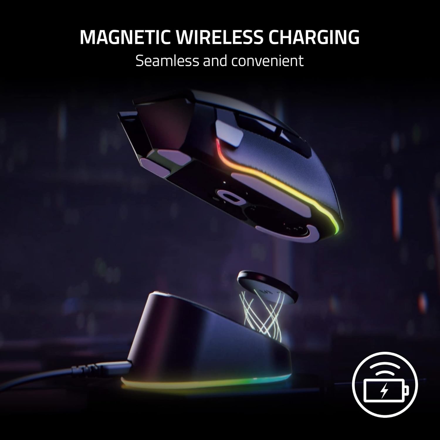 Razer Mouse Dock Pro with Wireless Charging Puck: Magnetic Wireless Charging - Integrated HyperPolling 8K Hz Transceiver - Anti-Slip Base - Chroma RGB Lighting - Classic Black-1