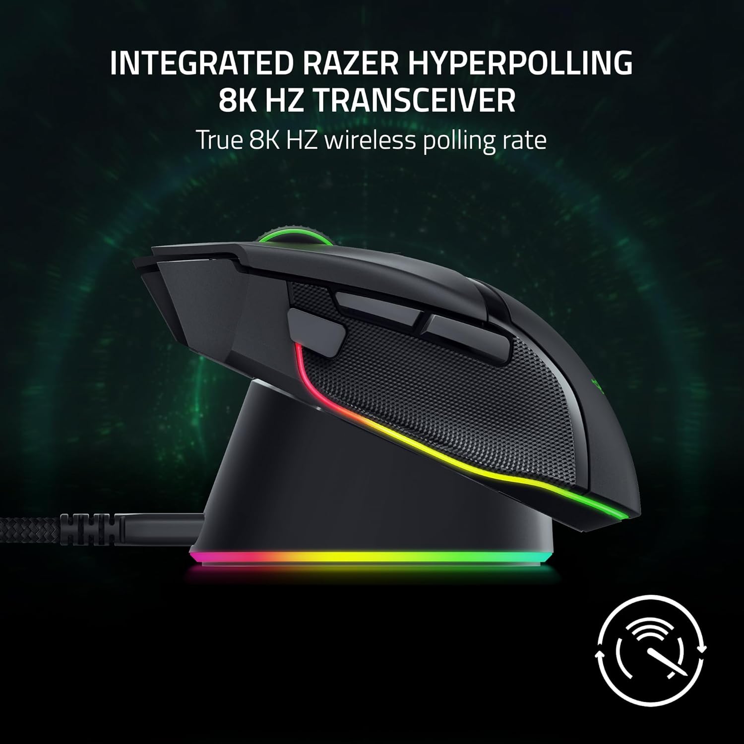 Razer Mouse Dock Pro with Wireless Charging Puck: Magnetic Wireless Charging - Integrated HyperPolling 8K Hz Transceiver - Anti-Slip Base - Chroma RGB Lighting - Classic Black-2