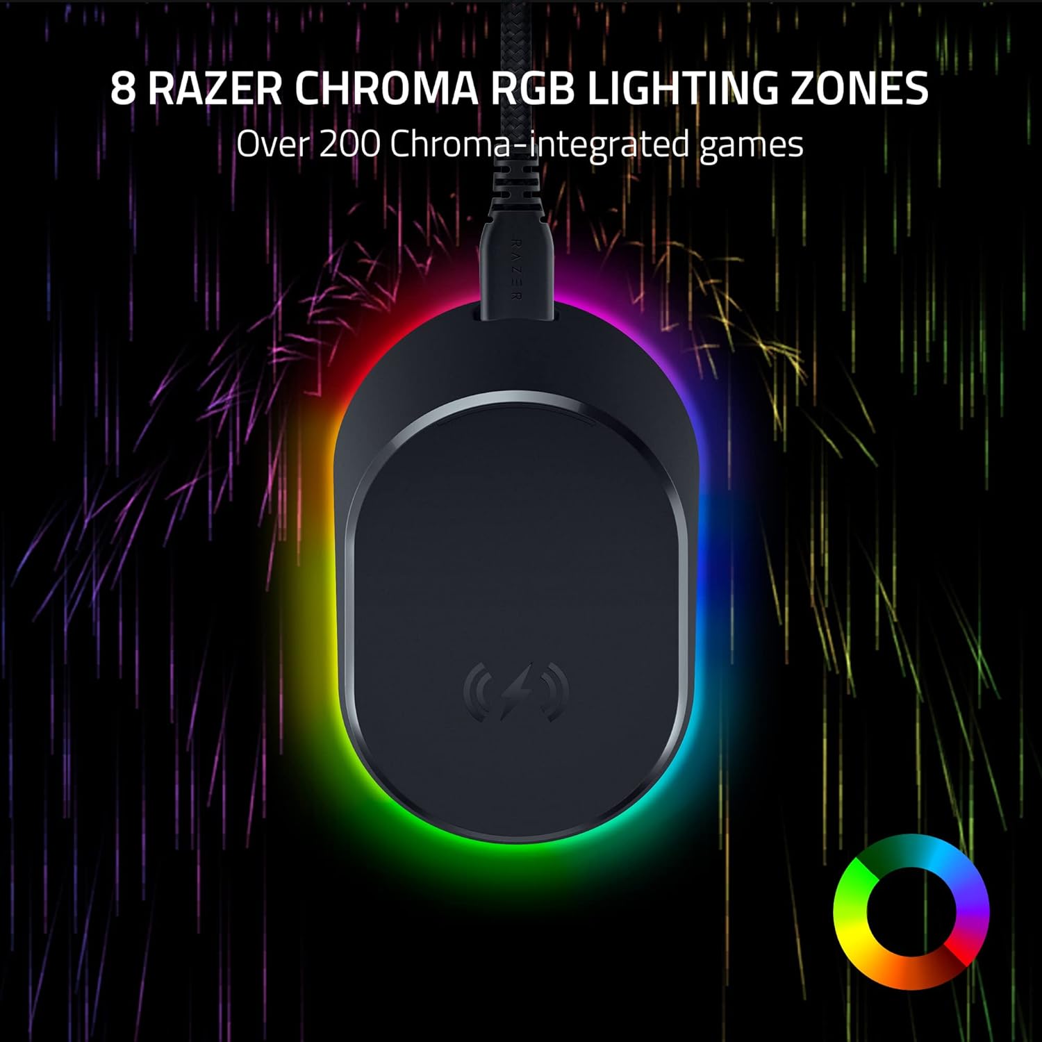 Razer Mouse Dock Pro with Wireless Charging Puck: Magnetic Wireless Charging - Integrated HyperPolling 8K Hz Transceiver - Anti-Slip Base - Chroma RGB Lighting - Classic Black-3