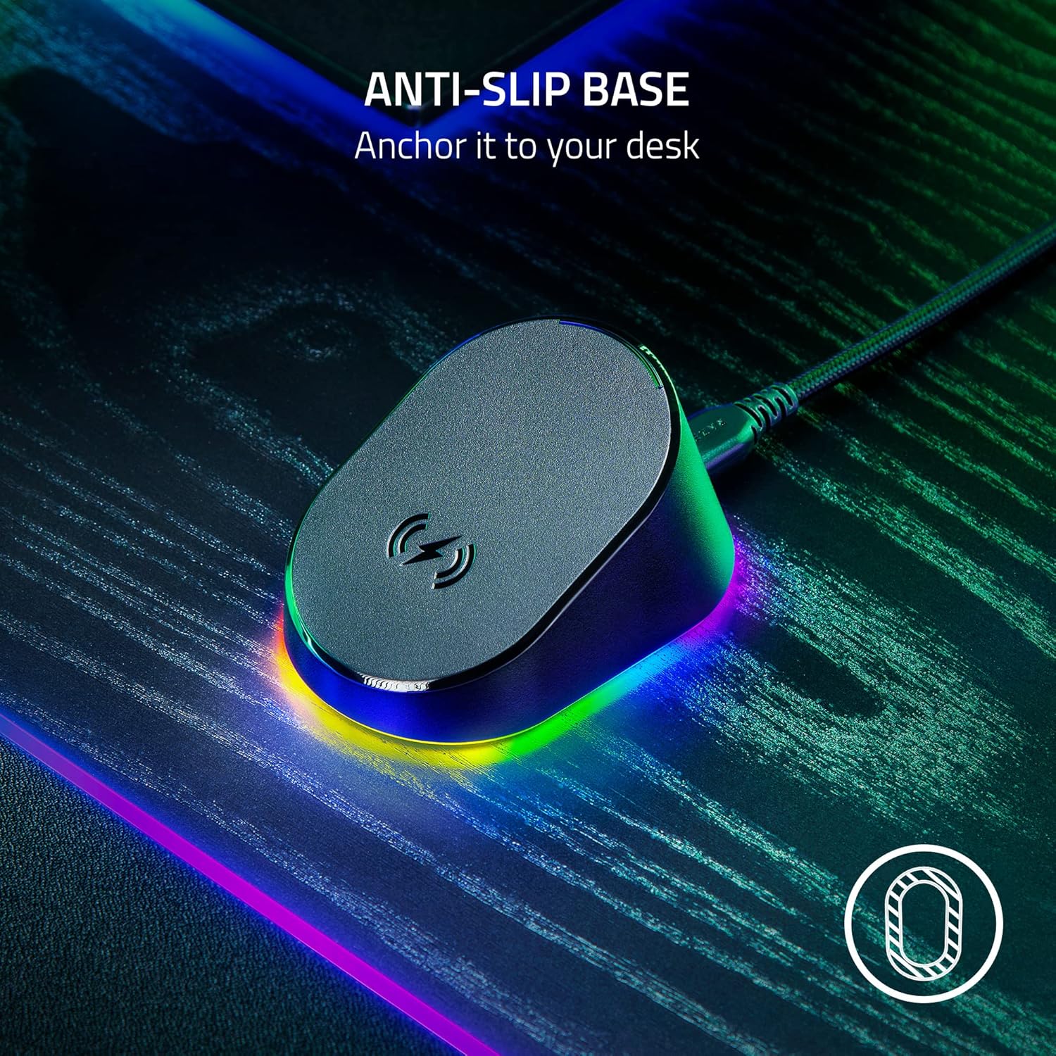 Razer Mouse Dock Pro with Wireless Charging Puck: Magnetic Wireless Charging - Integrated HyperPolling 8K Hz Transceiver - Anti-Slip Base - Chroma RGB Lighting - Classic Black-5