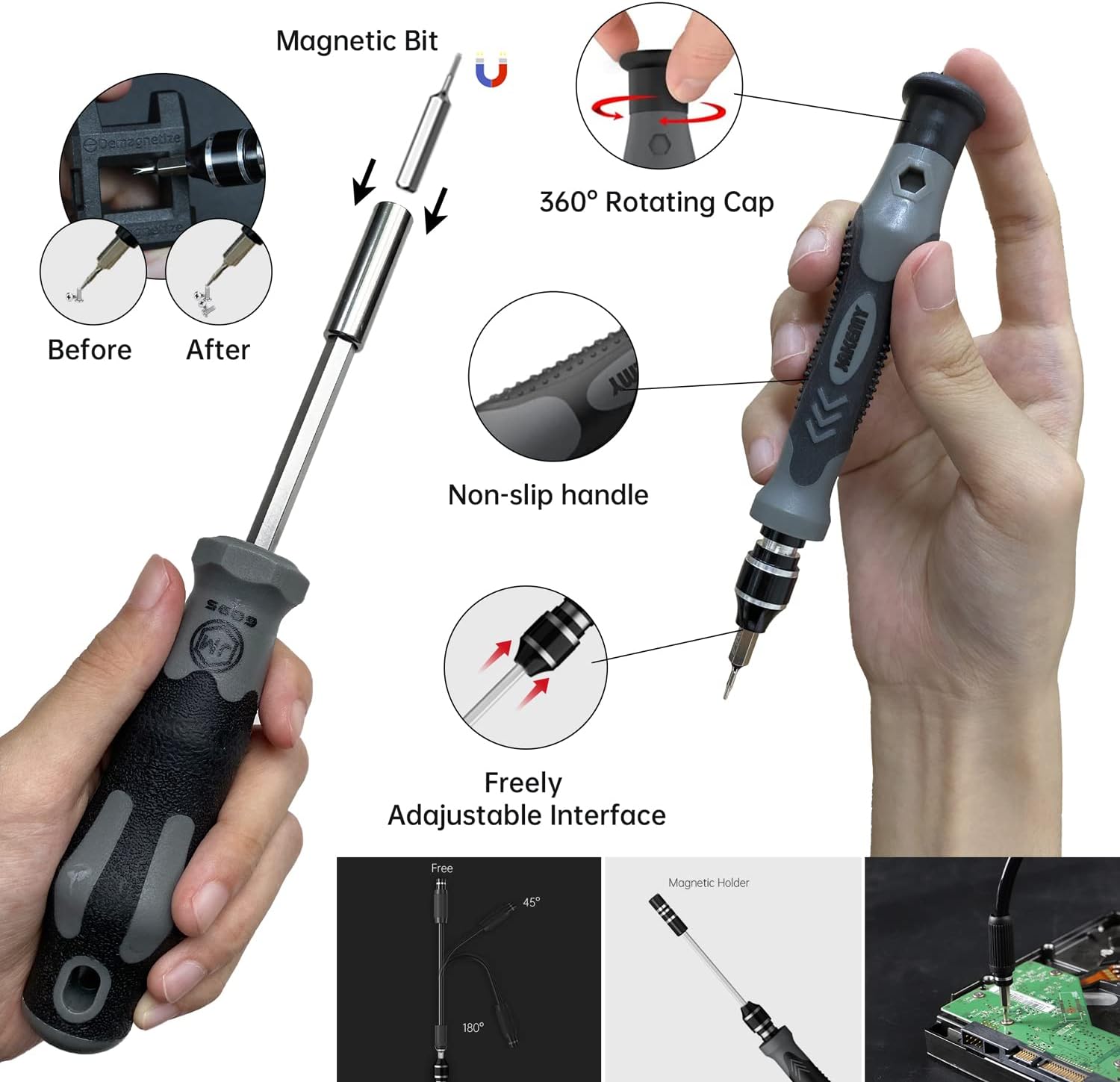 Precision Screwdriver Set, JAKEMY 202 in 1 Professional Electronics Repair Tool Multi-bit Drivers Kit, Multiple Screwdriver Bit Set Household Screwdriver Tool Set-1