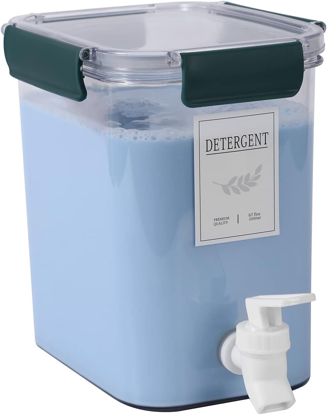 Laundry Detergent Dispenser Beverage Refrigerated Bucket with Faucet Fabric Softener Container for Detergent, Lemonade Juice, Milk, Fabric Softener, Bleaching Agent, Blue-0