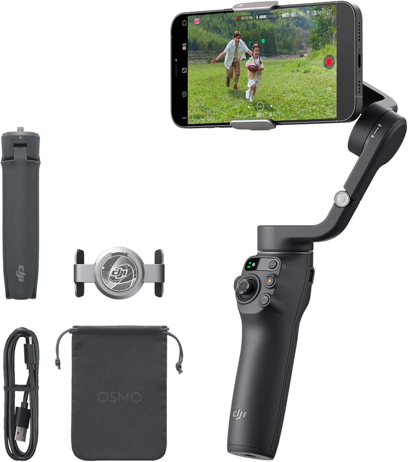 DJI Osmo Mobile 6 Gimbal Stabilizer for Smartphones, 3-Axis Phone Gimbal, Built-In Extension Rod, Object Tracking, Portable and Foldable, Vlogging Stabilizer, YouTube TikTok, Slate Gray-0