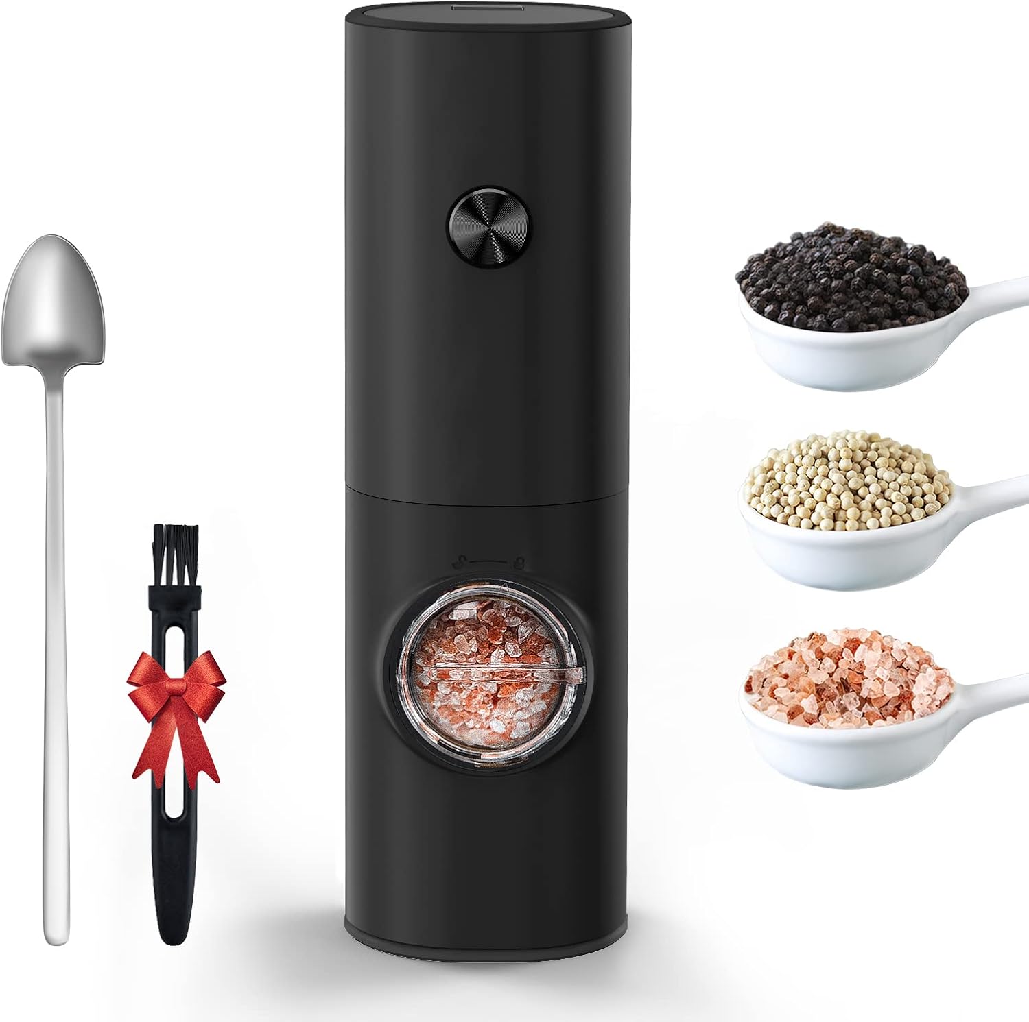 SVAVO Electric Pepper Grinder, Battery Operated Salt Grinder, Automatic Pepper Mill with LED Light, Adjustable Coarseness One-hand Control, Black Peppercorn Grinder Refillable, Battery Not Included-0