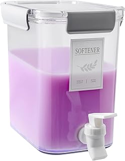 Laundry Detergent Dispenser Beverage Refrigerated Bucket with Faucet Fabric Softener Container for Detergent, Lemonade Juice, Milk, Fabric Softener, Bleaching Agent, Grey