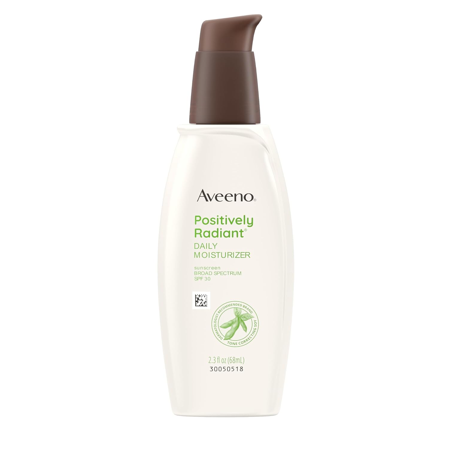 Aveeno Positively Radiant Face Moisturizer with SPF 30 Sunscreen, Hydrating Facial Moisturizer with Soy Extract to Visibly Improve Skin Tone and Texture, Hypoallergenic Formula, Oil-Free, 2.3 FL OZ-0