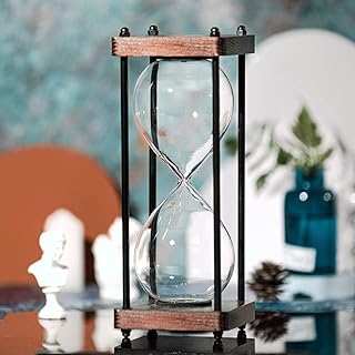 Large Fillable Hourglass Timer, Empty Hourglass Decorative Wooden Sandglass Clear