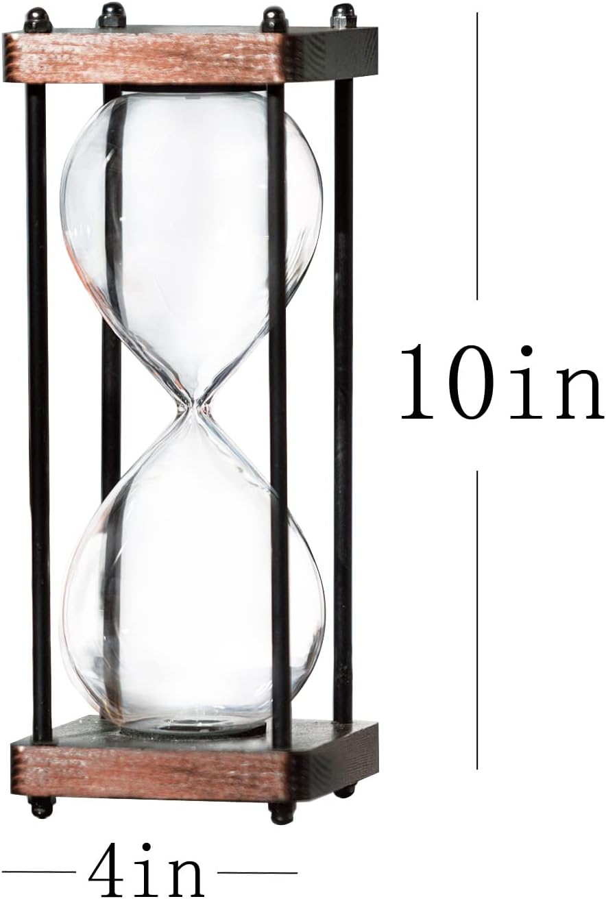 Large Fillable Hourglass Timer, Empty Hourglass Decorative Wooden Sandglass Clear-2