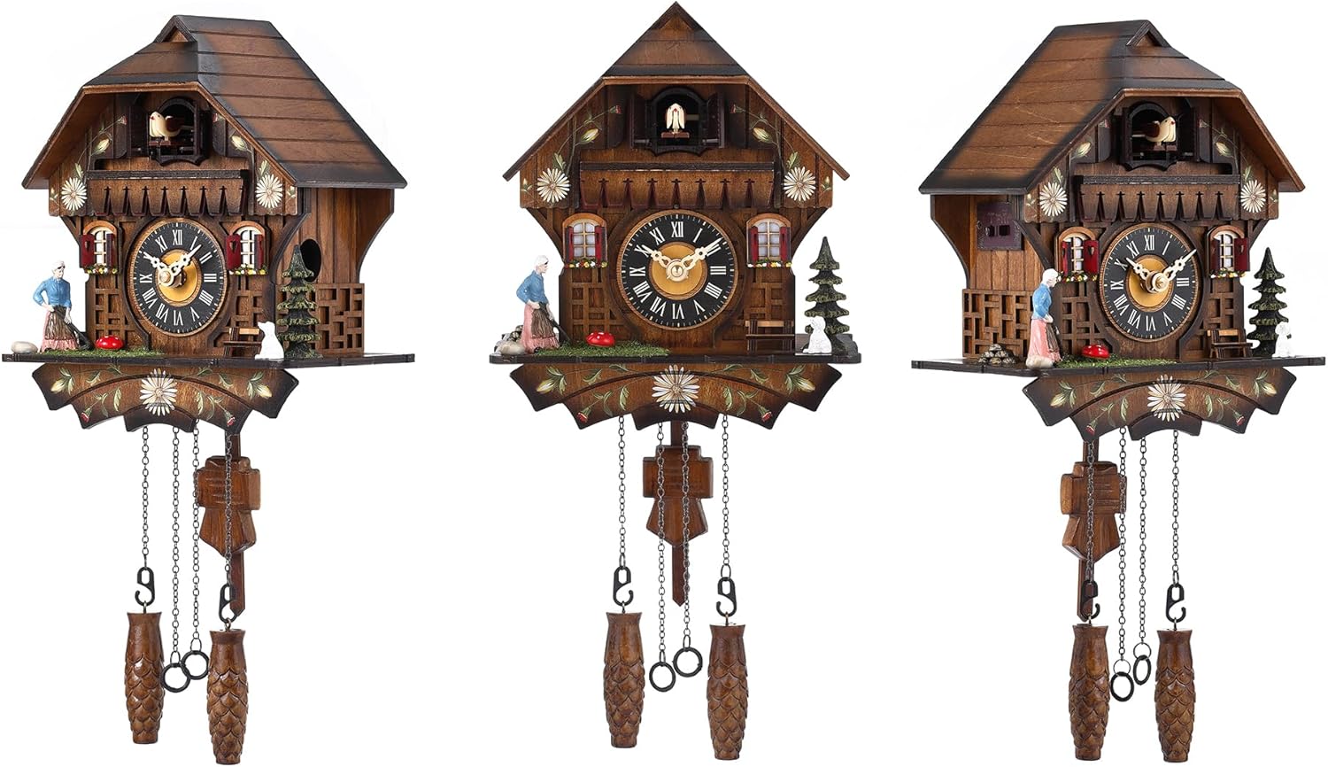 Kintrot Cuckoo Clock Antique Black Forest House Clock Tranditional Wooden Pendulum Quartz Wall Clock-1