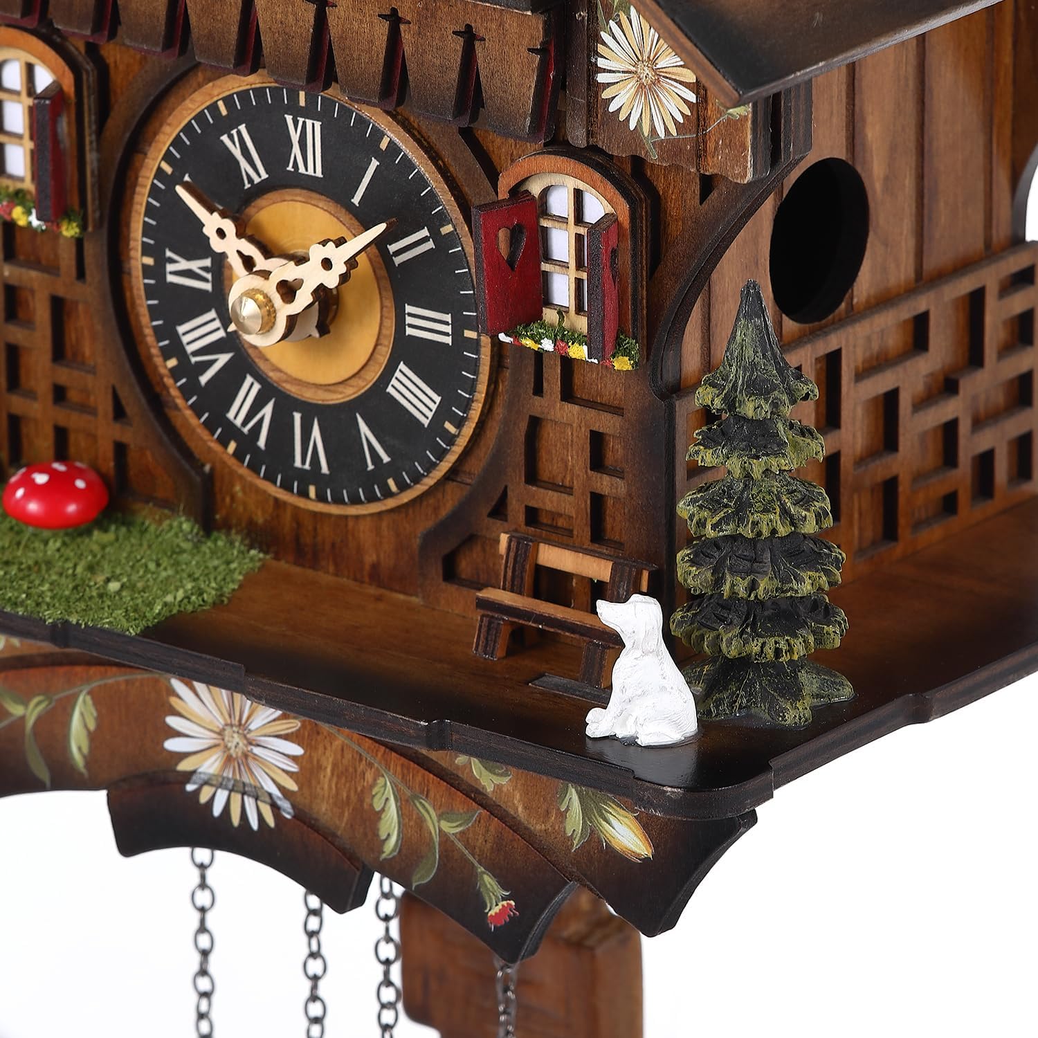 Kintrot Cuckoo Clock Antique Black Forest House Clock Tranditional Wooden Pendulum Quartz Wall Clock-3