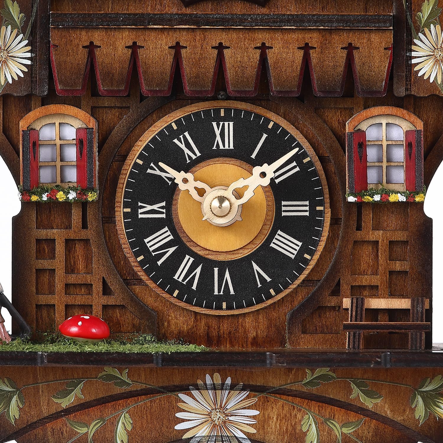 Kintrot Cuckoo Clock Antique Black Forest House Clock Tranditional Wooden Pendulum Quartz Wall Clock-4