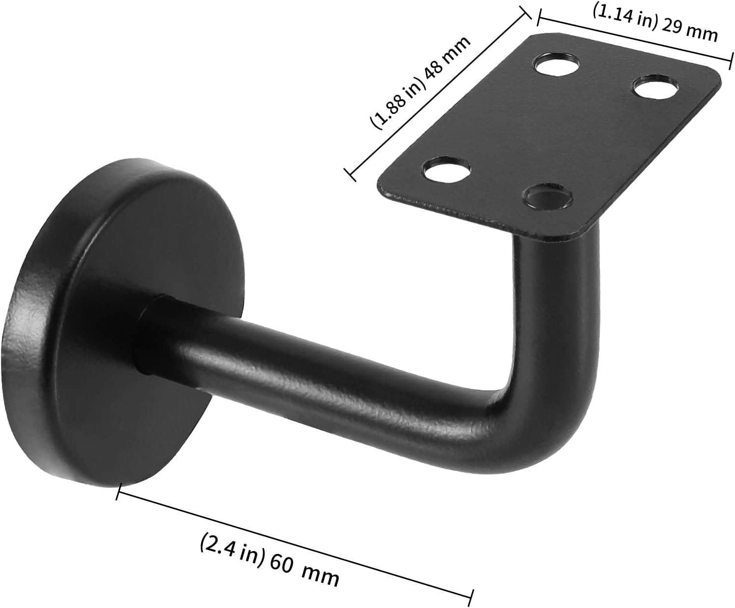 KEILEOHO 6 Pack Handrail Brackets, Stainless Steel Handrail Holder, Wall Mount Stairway Railing Bracket, Black Flat Handrail Brackets Stair Rail Brackets for Guardrail, Staircase, Banister-1