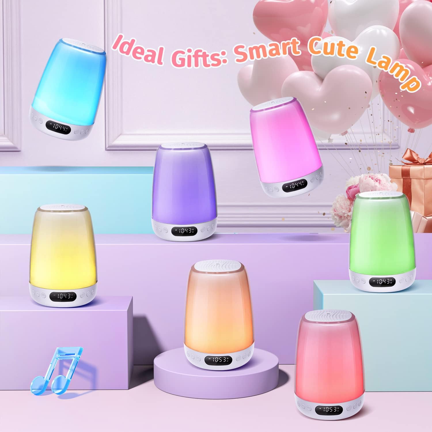 One Fire Sound Machine Baby Night Light for Kids, Smart APP/Touch Night Light For Baby Nursery,48 RGB Colors Nursery Lamp,Bluetooth & 14 White Noise Kids Night Light,Wake Up Alarm Clock for Kids Gifts-7