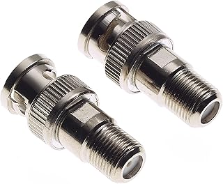 Keple BNC Plug to F Type Socket Adaptor - 50 Ohm Nickel Plated Brass Body RF Coax Connector Male Female Adapter for RF Radio Antenna and Video Applications Coaxial Coupler Converter - Pack of 2