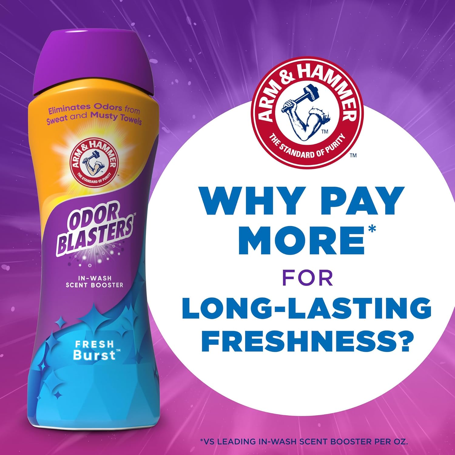 Arm & Hammer Odor Blaster In-Wash Scent Booster - Fresh Burst, 24 oz, Pack of 4-6