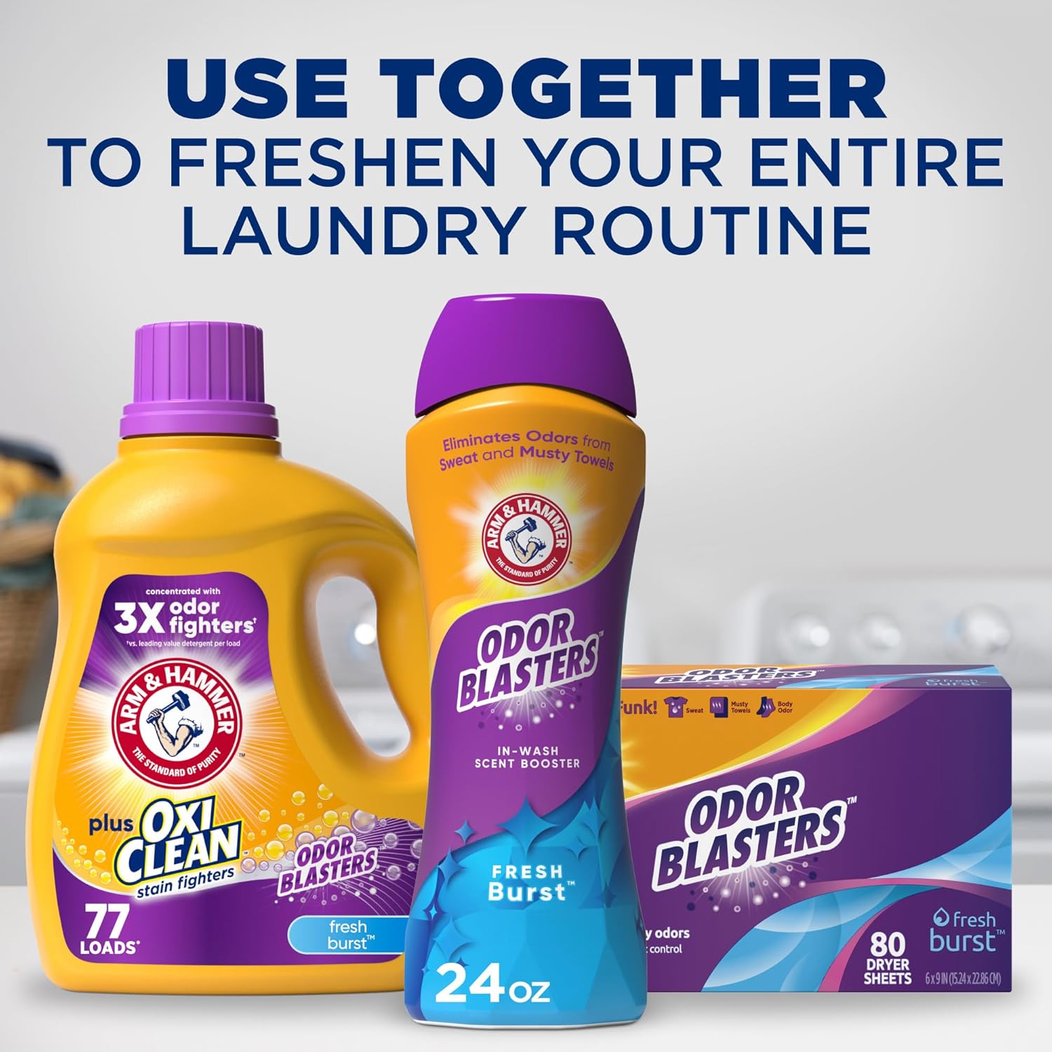 Arm & Hammer Odor Blaster In-Wash Scent Booster - Fresh Burst, 24 oz, Pack of 4-9