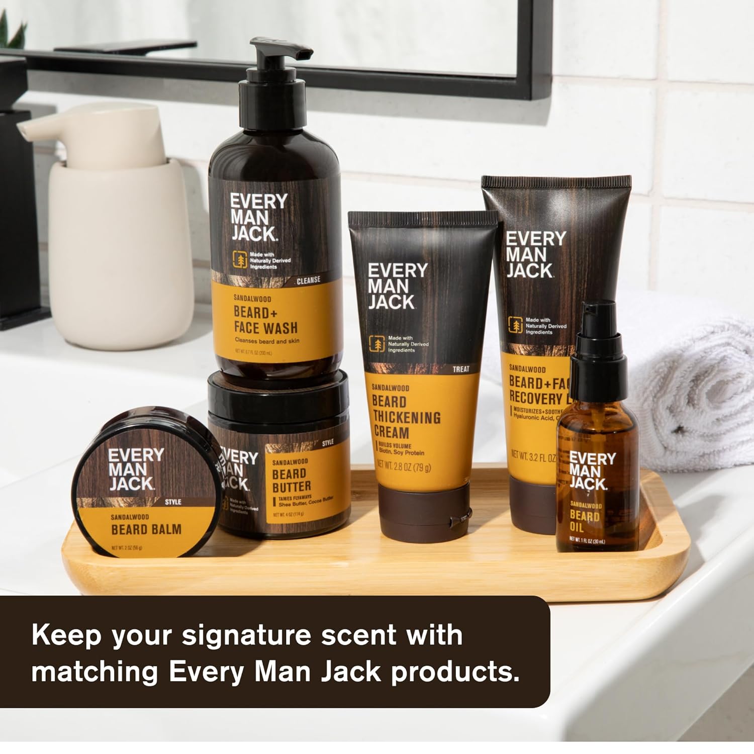 Every Man Jack Mens Sandalwood Grooming Set - Five Full-Sized Essentials: Wash, Lotion, Hydrating Oil, Butter, and Comb-6