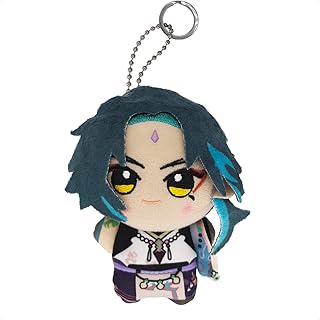 KOOLIYA Small Size Genshin Impact Figure Plush Doll - Xiao (4 inch), Keychain Anime Figure Soft Stuffed Gift for Game Fans (Xiao)