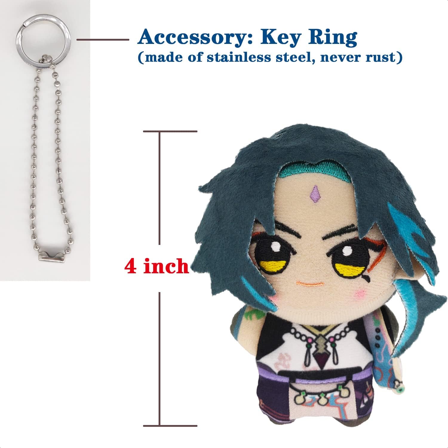 KOOLIYA Small Size Genshin Impact Figure Plush Doll - Xiao (4 inch), Keychain Anime Figure Soft Stuffed Gift for Game Fans (Xiao)-3