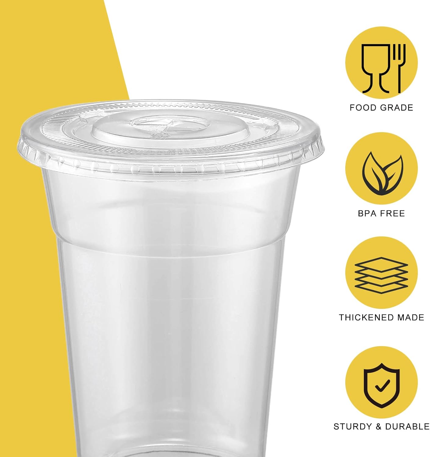 VITEVER [100 Sets - 16oz] Plastic Cups with Lids and Straws, Disposable Cups for Iced Coffee, Smoothie, Milkshake, Cold Drinks - Clear-2