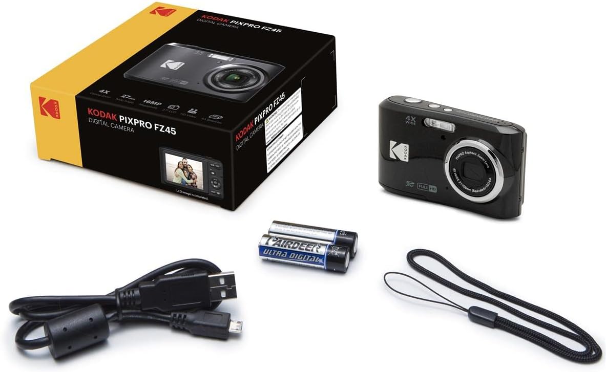 KODAK PIXPRO Friendly Zoom FZ45-BK 16MP Digital Camera with 4X Optical Zoom 27mm Wide Angle and 2.7" LCD Screen (Black)-4