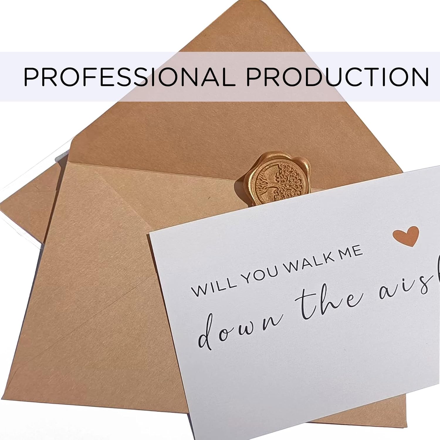 Will You Walk Me Down the Aisle Card,Wedding Proposal Card with Kraft envelope and wax seal, Elegant line lettering printed on heavyweight card stock, Card for Dad, Uncle, Brother, Stepdad-4