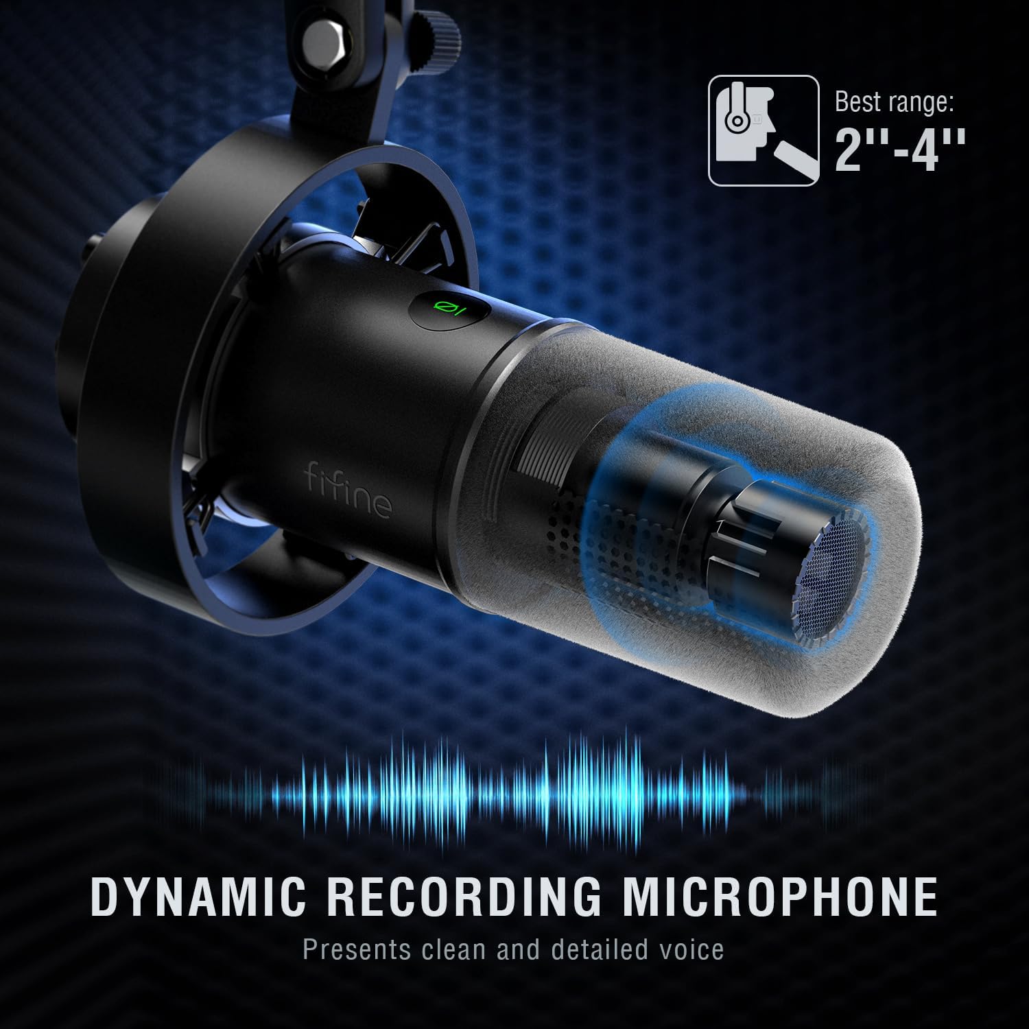 FIFINE Dynamic Microphone, XLR/USB Podcast Recording PC Microphone for Vocal Voice-Over Streaming, Studio Metal Mic with Mute, Headphone Jack, Monitoring Volume Control, Windscreen-Amplitank K688-2