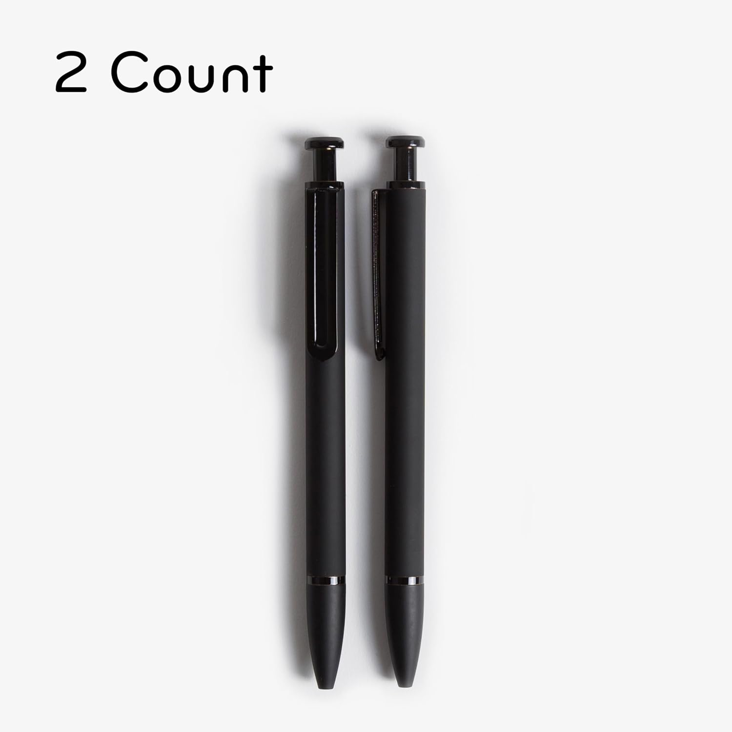 U Brands Midnight Monterey Ballpoint Pens, Set of 2, Black Soft Touch, Painted Black Details, Bold (1.0 mm) Point, Black Ink-1