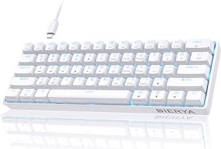 DIERYA 60% Mechanical Keyboard, DK61se Wired Gaming Keyboard with Red Switches, LED Backlit Ultra-Compact 61 Keys Mini Office Keyboard for Windows Laptop PC Gamer Typist（White）