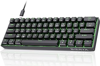 DIERYA 60% Mechanical Keyboard, DK61se Wired Gaming Keyboard with Red Switches,LED Backlit Ultra-Compact 61 Keys Mini Office Keyboard for Windows Laptop PC Gamer Typist（Black）