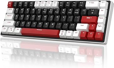 MageGee 60% Mechanical Gaming Keyboard, 68 Keys Compact Blue LED Backlit Gaming Keyboard, SKY68 Wired Ergonomic Mini Office Keyboard for Windows PC Gamer (Red Switch, White & Black)