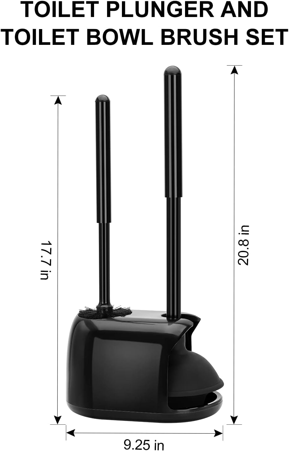 SetSail Toilet Brush and Plunger Set, Toilet Plungers for Bathroom Heavy Duty Toilet Bowl Brush and Holder Hidden Toilet Plunger and Brush Set for Deeply Cleaning - Black-1