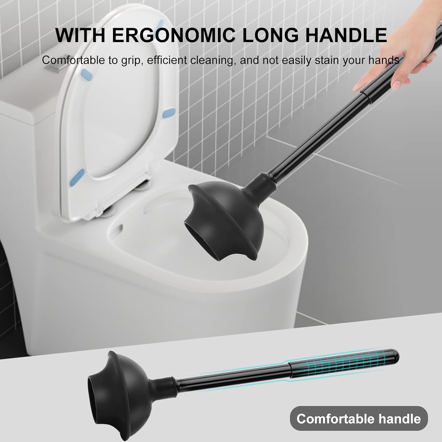 SetSail Toilet Brush and Plunger Set, Toilet Plungers for Bathroom Heavy Duty Toilet Bowl Brush and Holder Hidden Toilet Plunger and Brush Set for Deeply Cleaning - Black-5