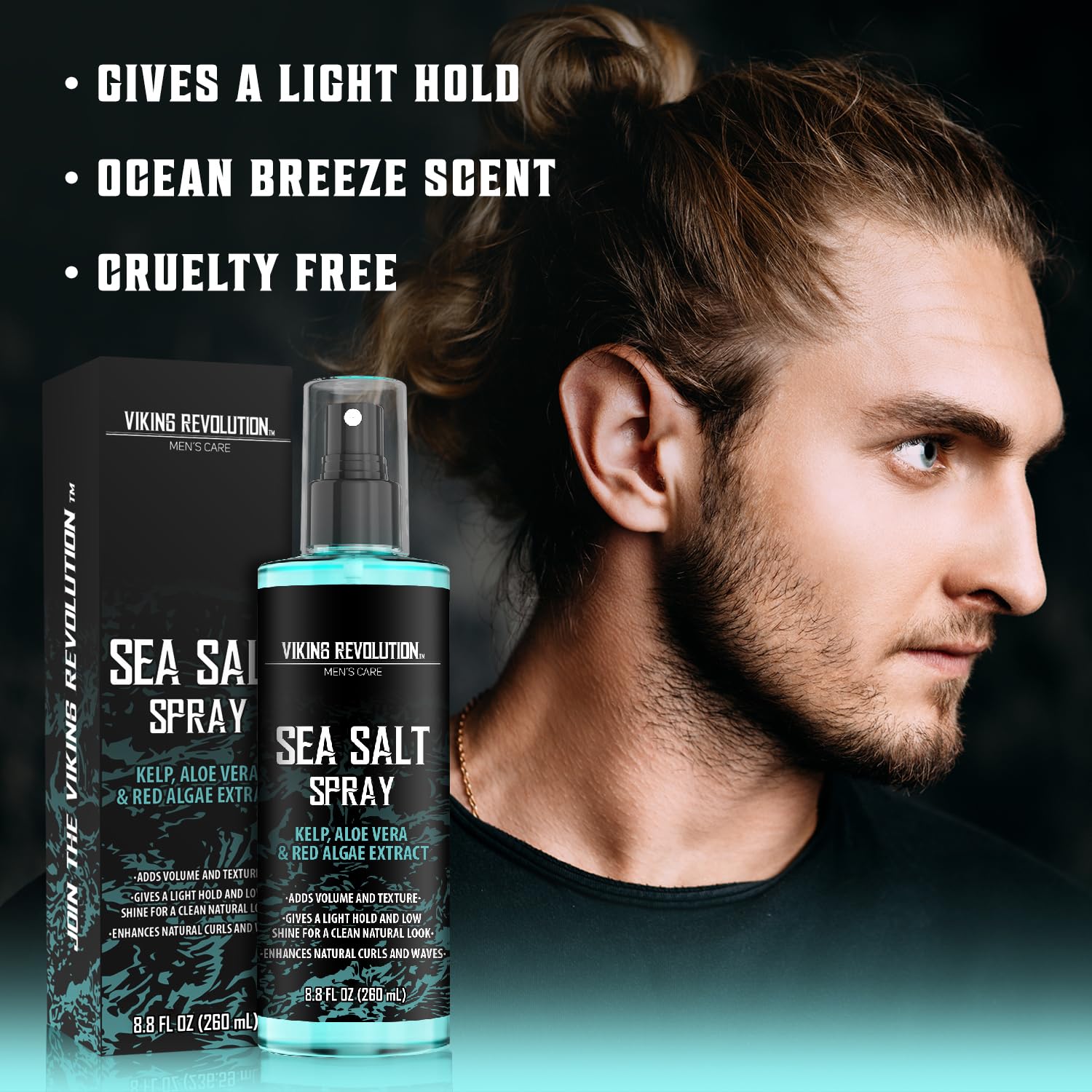 Viking Revolution Sea Salt Spray for Hair Men - Hair Texturizing Spray with Kelp, Aloe Vera and Red Algae Extract - Surf Spray to Add Volume and Texture Sea Salt Spray for Men Beach Hair Spray - 8.8oz-7